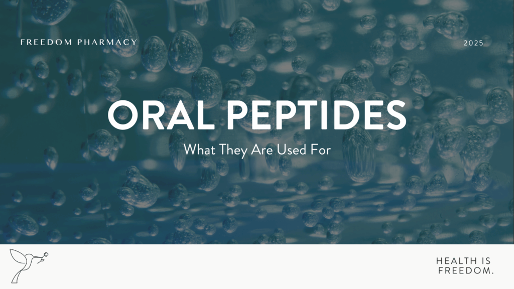 Abstract cellular image representing oral peptides and how they are used to support gut health, recovery, inflammation balance, sleep, and healthy aging
