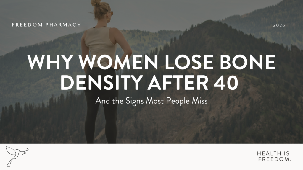 Woman overlooking mountains representing healthy aging and bone density support after 40